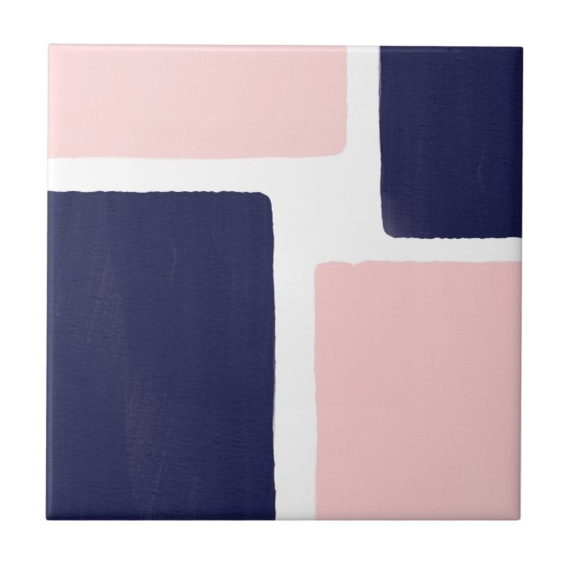 Navy Blue Blush Minimalist Colour Block Tile (Front)