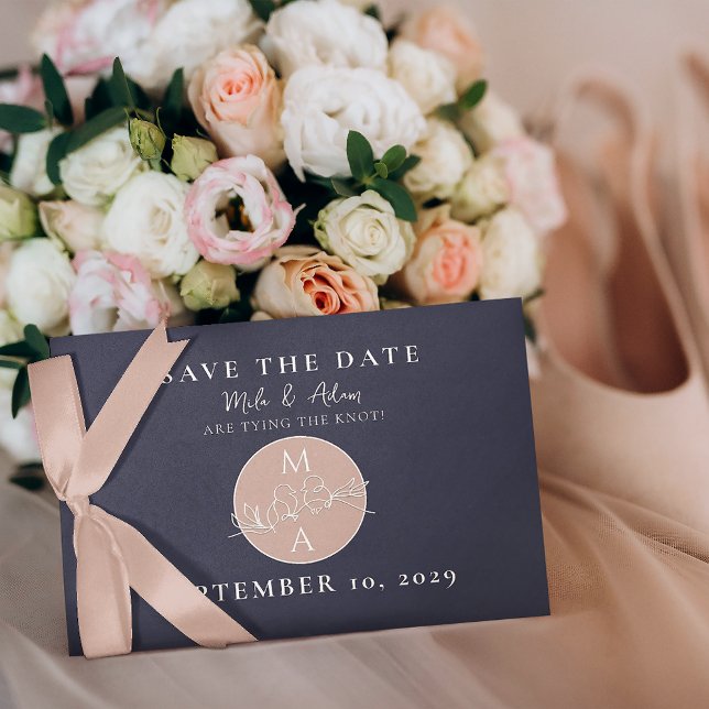 Navy Blue Blush Modern Wedding Save The Date (Creator Uploaded)