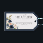 Navy Blue Blush Pink Floral Bridal Shower No Wrap Gift Tags<br><div class="desc">Enclose this gift tag with your invitations for you guests to attach to their gifts. Designed to match my bestselling Elegant Navy Blue Blush Watercolor Floral Bridal Shower Suite, this No Wrap gift tag features the same elegant script calligraphy and text, hand painted watercolor florals, and navy blue border. The...</div>