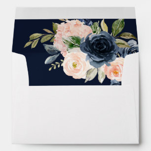 Navy Blue & Blush Pink Floral Envelope Fall 2