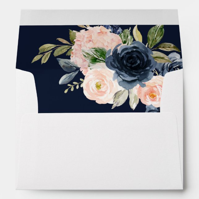 Navy Blue & Blush Pink Floral Envelope Fall 2 (Back (Bottom))