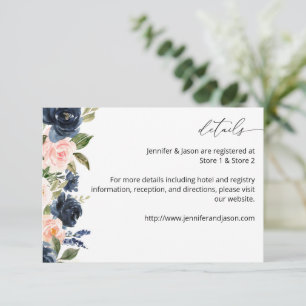 Navy Blue & Blush Pink Floral MED Enclosure Card