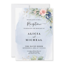 Navy Blue & Blush Pink Flower Wedding Reception