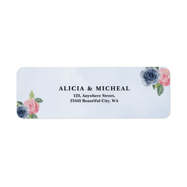 Navy Blue & Blush Pink Return Address Label (Front)