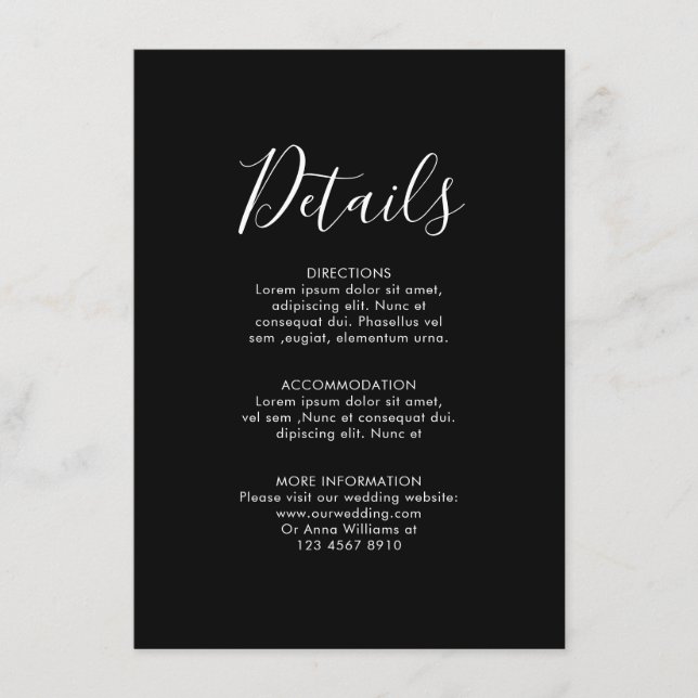 Navy Blue Blush Pink Rose Boho Wedding Details Enclosure Card (Front)