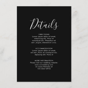 Navy Blue Blush Pink Rose Boho Wedding Details Enclosure Card