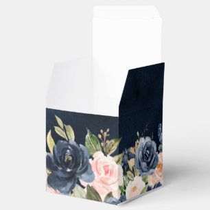 Navy Blue Blush Pink Rose Boho Wedding Favour Box