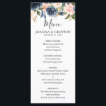 Navy Blue Blush Pink Rose Boho Wedding Menu<br><div class="desc">Beautiful floral boho wedding menu carde features hand-painted watercolor floral graphics / roses in rich tones of navy blue and blush pink / peach and charming hand lettering style font. Please contact me for any help in customisation or if you need any other product with this design.</div>