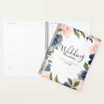 Navy Blue Blush Pink Rose Boho Wedding Planner<br><div class="desc">Beautiful floral boho wedding planner features hand-painted watercolor floral graphics / roses in rich tones of navy blue and blush pink / peach and charming hand lettering style font. Please contact me for any help in customisation or if you need any other product with this design.</div>