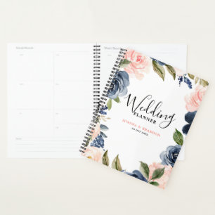 Navy Blue Blush Pink Rose Boho Wedding Planner