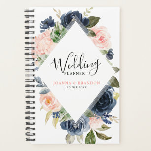 Navy Blue Blush Pink Rose Boho Wedding Planner