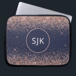 Navy Blue Blush Pink Rose Gold Glitter Monogram Laptop Sleeve<br><div class="desc">Blush Pink - Rose Gold and Navy Blue Faux Glitter and Sparkle Elegant Monogrammed Initials Case. This case can be customised to include your initial and first name.</div>