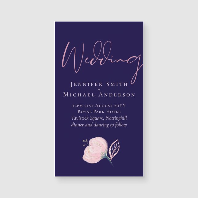 Navy Blue Blush Pink Rosegold Wedding Budget (Front)