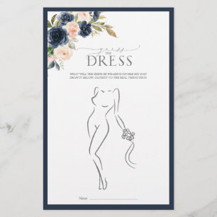 Navy Blue Blush Pink Watercolor Bridal Shower Game