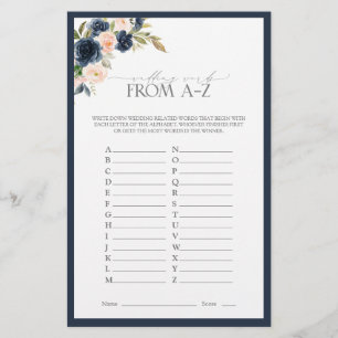 Navy Blue Blush Pink Watercolor Bridal Shower Game