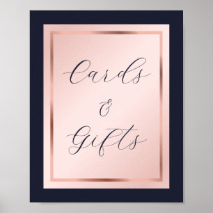 Navy Blue Blush Rose Gold Cards and Gifts Sign
