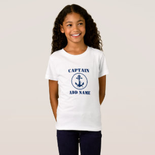 Navy Blue Boat Anchor with Rope & Name/Rank T-Shirt