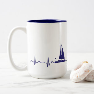 Navy Blue Boat Pulse Coffee Mug