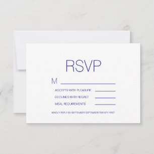 Navy Blue Boho Floral Wedding RSVP Card