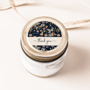 Navy Blue Boho Thank You Sticker