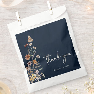 Navy Blue Boho Wildflower Favor Bag