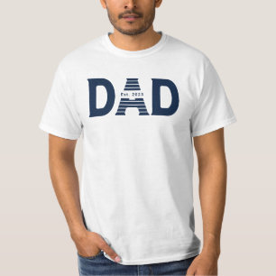 Navy Blue Bold Dad Established Custom Year T-Shirt