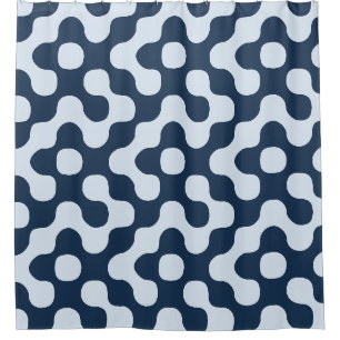 Navy Blue Bold Mid Century Abstract Geometric Shower Curtain