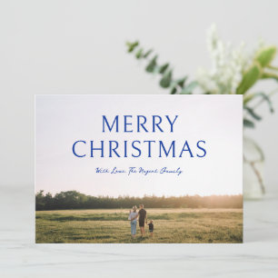 Navy Blue Bold Typography Photo Elegant Christmas Holiday Card