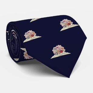 Navy Blue Book & Flowers Men's Graduation, Work Tie