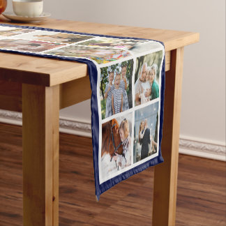 Navy Blue Border 24 Photos Make Your Own Collage Short Table Runner