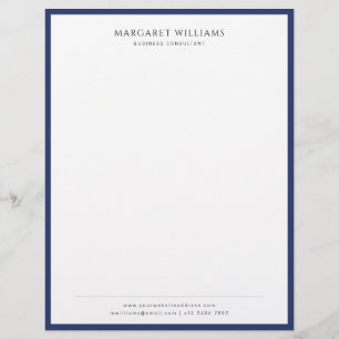 Navy Blue Border Business Professional Office Custom Letterhead