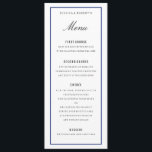 Navy Blue Border Elegant Wedding Menu Card<br><div class="desc">Elegant Wedding Menu,  flat card with editable title and text. Navy blue border is editable in colour and thickness from a computer.</div>