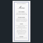 Navy Blue Border Elegant Wedding Menu Card<br><div class="desc">Elegant Wedding Menu,  flat card with editable title and text. Navy blue border is editable in colour and thickness from a computer.</div>