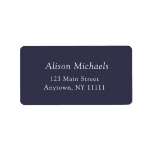 Navy Blue Border Minimalist Return Address Label