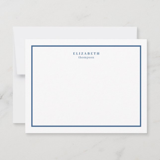 Navy Blue Border Modern Simple Card (Front)