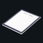 Navy Blue Border Personalised Note Pad<br><div class="desc">Navy blue double border personalised note pad,  script text.</div>