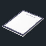 Navy Blue Border Personalised Note Pad<br><div class="desc">Navy blue double border personalised note pad,  script text.</div>