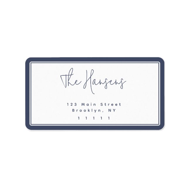 Navy Blue Border Simple Return Address Label (Front)