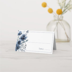 Navy Blue Botanical Wedding Place Card