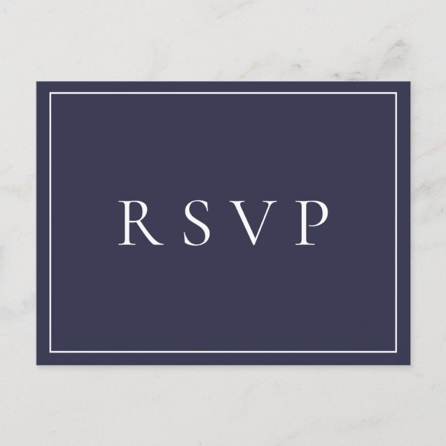 Navy Blue Botanical Wedding RSVP Song Request Invitation Postcard (Front)