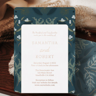 Navy Blue Botanical White Winter Wedding