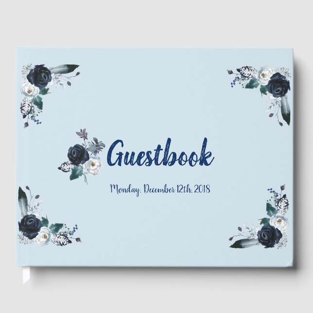 Navy Blue Bouquet Guestbook (Front)