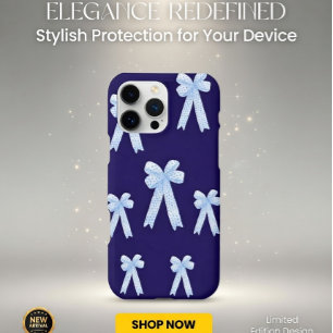 Navy Blue Bow Coquette iPhone Case