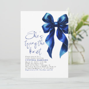 Navy Blue Bow She's Tying the Knot Bridal Shower Invitation