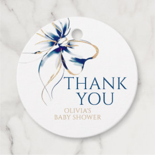 Navy Blue Bow Thank You Baby Shower Favour Tags