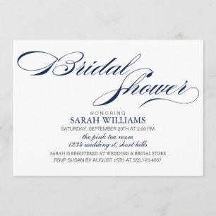 Navy Blue Bridal Shower Invitation
