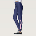 Navy Blue Bride Bachelorette Party Wedding Retro Leggings<br><div class="desc">Celebrate your bridal journey in style with these navy blue "Bride" leggings, perfect for bachelorette parties, wedding planning errands, or honeymoon travel. Featuring bold pink lettering down the leg, this fun and comfy design is ideal for any bride-to-be who wants to show off her special status in a trendy and...</div>