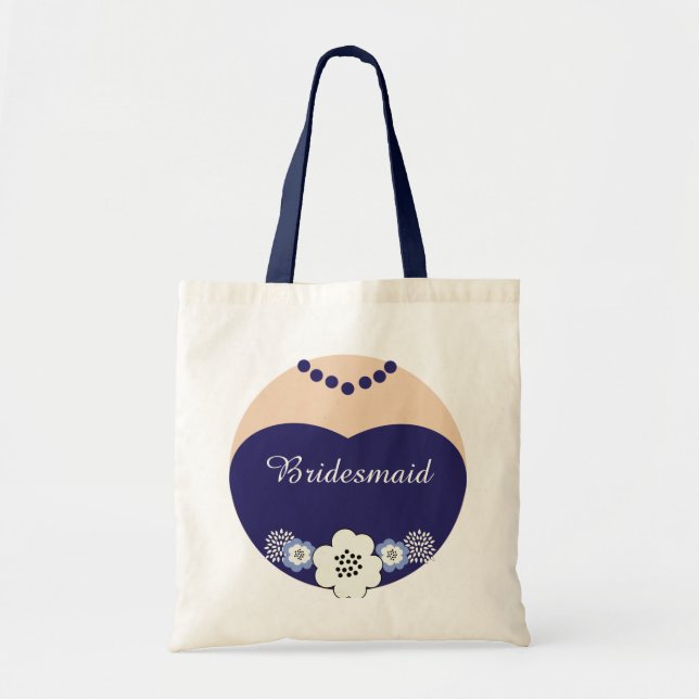 Navy Blue Bridesmaid Wedding Tote Bag (Front)
