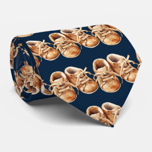Navy Blue Brown Baby Booties Infant Newborn Shoes Tie