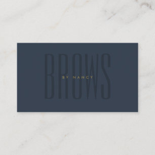 Navy Blue Brows Simple Minimalist Typography Business Card